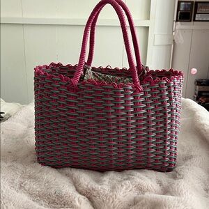 Lilly Pulitzer Pink and Gray Woven Tote